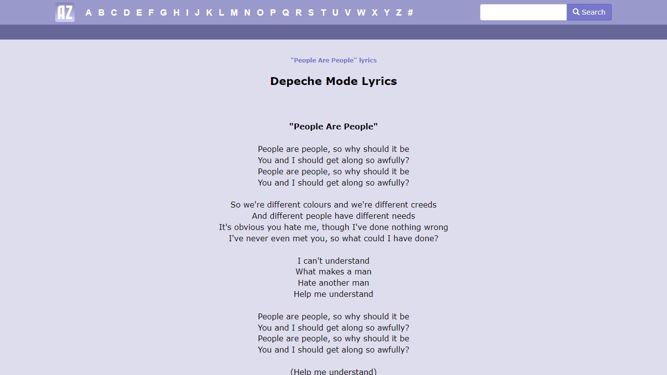 Depeche Mode - People Are People Lyrics | AZLyrics.com